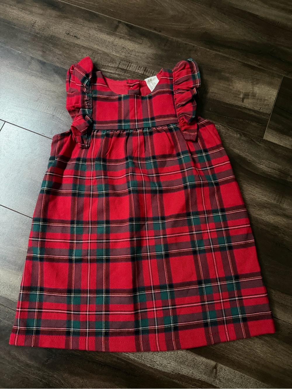 H&M Red Plaid Ruffle Sleeve Kids Dress